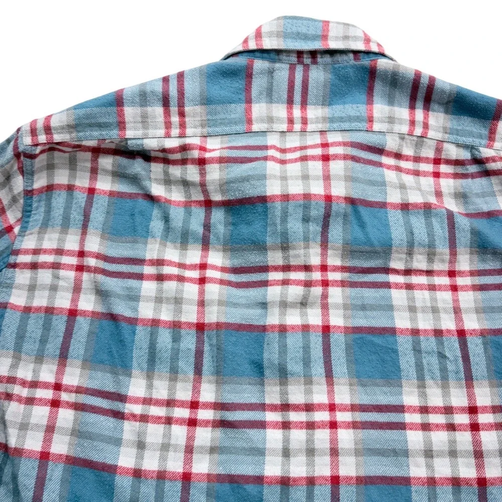 J. Crew Slim Plaid Flannel Button Down Shirt Mens Medium Blue Red